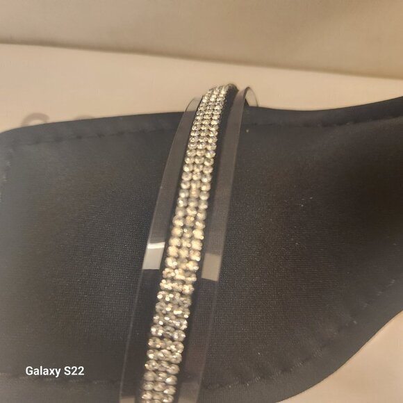 Good American Black Satin and Gold Rhinestone Square Toe Heels GA115K-X Size 5.5 - Picture 7 of 10